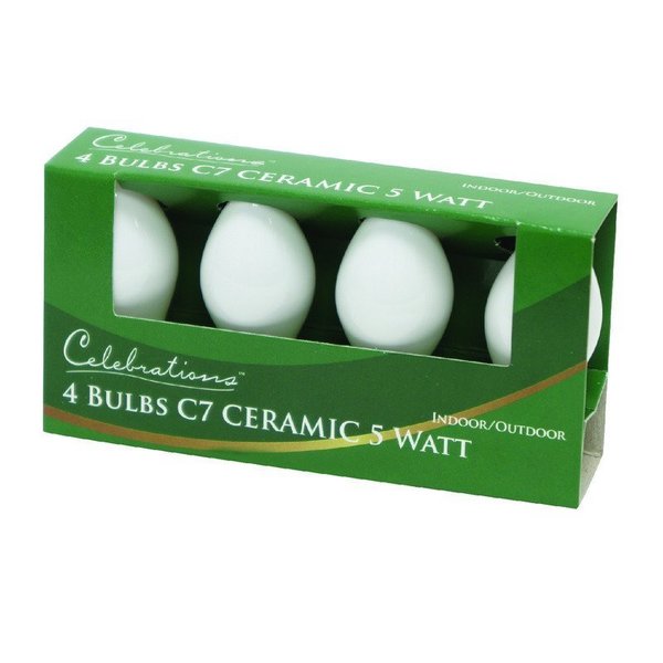 Celebrations Incandescent C7 White 4 ct Replacement Christmas Light Bulbs BU4C7OWHA